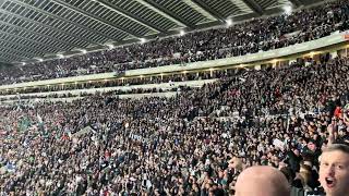 Newcastle fans and Borussia Dortmund fans reacting the both lineups before the game [upl. by Strauss]