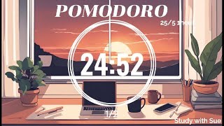 Pomodoro Timer🧁 255 Chill Study Music  Calm Piano musics☘️for Study🎹amp Work🎧 1 hour [upl. by Remat]