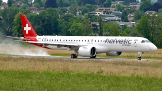 Brand New Helvetic Airways Embraer E195E2 TakeOff at Bern [upl. by Annaul]