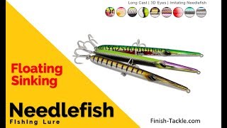 Needlefish  Needle Fishing Lure Great Topwater and Sinking Lure  FinishTackle [upl. by Arihsan]