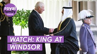 WATCH King Charles Hosts King Of Bahrain At Windsor Castle [upl. by Oirretna]