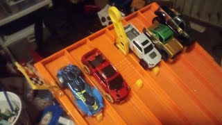 Racing the entire HW Remote Adventures 5 pack down my 6 lane speedway [upl. by Gaspard117]