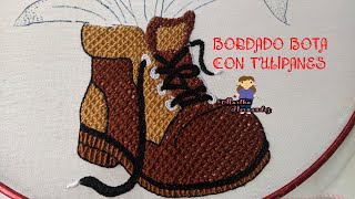 Como bordar paso a paso bota tulipanes [upl. by Aileek749]