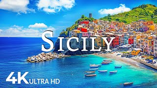 FLYING OVER SICILY 4K UHD  Soothing Music Along With Beautiful Nature Video  4K Video Ultra HD [upl. by Drawd]