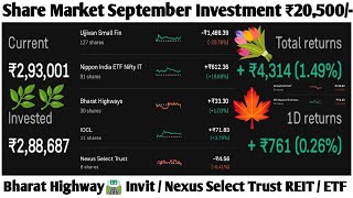 Share Market September Investment ₹20500  IRB Invit  Bharat Highway Invit  Nexus Select REITs [upl. by Sibbie]