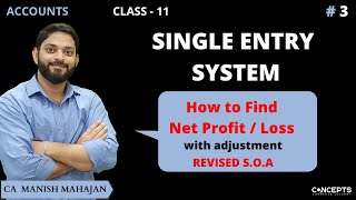 Statement of Affairs and Statement of Profit amp Loss with Adjustments  Single Entry System Class 11 [upl. by Ayikan]