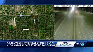 Valley West Drive exit and entrance ramps closing for 30 days [upl. by Diamond]