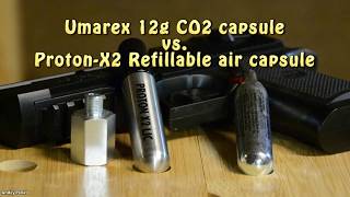 Umarex 12g CO2 vs ProtonX2 refillable HPA capsule [upl. by Vassaux]