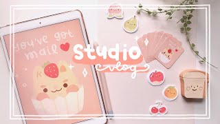 studio vlog ep03 🧁 art process sticker design and talk about mental health [upl. by Alahs]