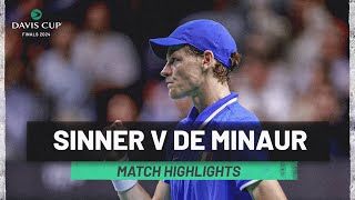 Jannik Sinner v Alex De Minaur  Italy v Australia  Davis Cup Final 8 2024 Match Highlights [upl. by Enailil]