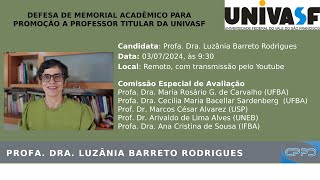 Defesa de Memorial  Profa Dra Luzânia Barreto Rodrigues [upl. by Cliff]