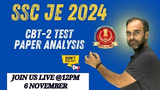 SSC JE 2024 CBT2 TEST PAPER ANALYSIS sscje sscjeelectrical sureshsir [upl. by Adhamh]