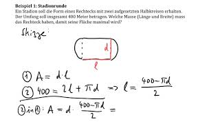 Extremalprobleme Beispiel Stadionrunde [upl. by Amairam]