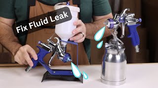 Fix Leaking Turbine Spray Gun  Paint Sprayer Fluid Leak Easy DIY Fix Fuji T series guns T70 T75G [upl. by Chas]