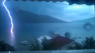 Lightning hits the sea  HD  Bay of Kotor Montenegro [upl. by Laurianne]