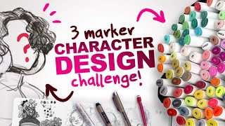 BUILDING a CHARACTER from ONLY 3 COLORS  3 Ohuhu Marker Character Design Challenge [upl. by Secilu]