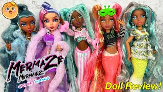 Mermaze Mermaidz Slumber Party Full Set Review Kinslee Monroe Brynn Zuna amp Casea Dolls [upl. by Yelyk]