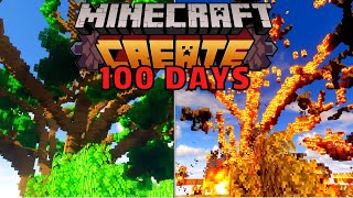 I Survived 100 Days in a MASSIVE BURNING TREE as a CREATE MOD ENGINEER in Hardcore Minecraft [upl. by Tadd329]