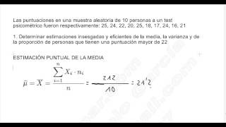 ESTADÍSTICA INFERENCIAL I EJERCICIO 1 ESTIMACIONES PUNTUALES MEDIA VARIANZA Y PROPORCIÓN [upl. by Aleyak601]