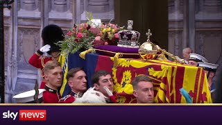 Queens coffin enters Westminster Abbey [upl. by Ahsika]