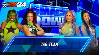 Bayley amp Naomi vs Candice LeRae amp Indi Hartwell  SmackDown WWE 2K24 [upl. by Aiksa944]