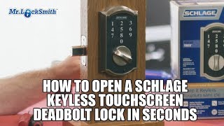 How to Open a Schlage Keyless Touchscreen Deadbolt Lock in Seconds  Mr Locksmith™ Video [upl. by Perla982]