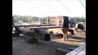 Processing a recycled Glulam for a table [upl. by Eynenihc]