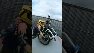 Stunt Rider Performs Ramp and Airbag Jump on Wheelchair [upl. by Reiner]