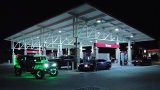 Gas Station Ambience  Cars Trucks Motorcycles  Traffic Sounds at Night [upl. by Duval]