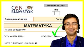 Matura z Matematyki CEN Białystok Podstawa F23 202203 próbna cały arkusz [upl. by Nahgam]