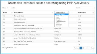 Datatables Individual column searching using PHP Ajax Jquery [upl. by Attenoj997]