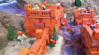 LEGO DAM BREACH AND HUGE MINI BRICK CASTLE FLOOD COLLAPSE [upl. by Erasmus]