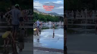 Children take a bath in the fountain trending shortvideo viralshorts nicefrance [upl. by Anillehs447]