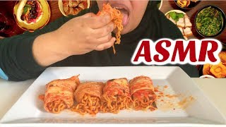 ASMR Kimchi Wrapped Spicy Fire Noodles  Eating Sounds  No Talking  Diamond ASMR [upl. by Sweeney74]