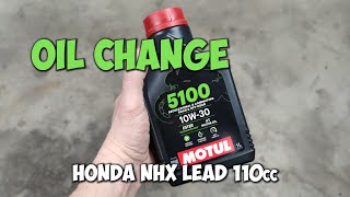 Engine Oil Change  2008 Honda NHX Lead 110 [upl. by Aylad]