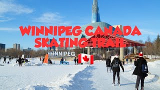 A Walking Tour at THE FORKS Winnipeg CANADA Winter Skating Trail Park [upl. by Bull594]