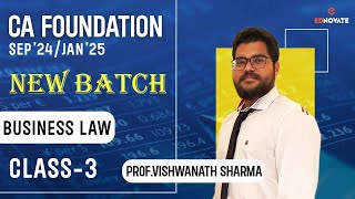 📢CA Foundation For Sep 24Jan 25 Exams  New Batch 🔥  Law Class  3  Ednovate [upl. by Baggs]