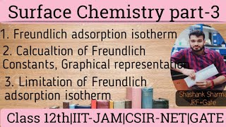 Freundlich adsorption isothermNCERTNETGATEIITJAM [upl. by Hardner]