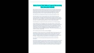 Entry Level CBP Officer Logical Reasoning Test Already Passed pdf [upl. by Howarth]