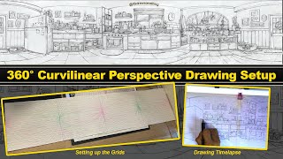 How to draw 360° Curvilinear Perspective Panoramic Drawing [upl. by Siletotsira]