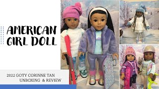 AMERICAN GIRL DOLL  2022 GOTY CORINNE TAN  CASUAL OUTFIT amp ACCESSORIES UNBOXING  WINTER SCENE [upl. by Ennayrb]