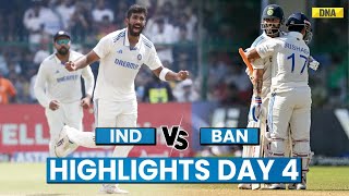 IND Vs BAN Highlights 2nd Test Day 4 Bangladesh Are 26 Runs Behind After India Script World Records [upl. by Aronid]