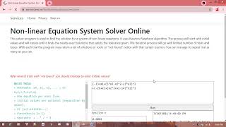 Nonlinear Equation Solver Online FreudensteinRoth function [upl. by Aleacim]