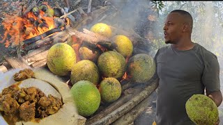 Ackee amp Chicken Back Pressa family farm  planting corn  roast breadfruit [upl. by Desma]