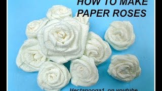 How to make PAPER ROSES from paper towels paper crafting wedding decor party decor [upl. by Omsoc525]