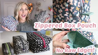 Zippered Box Pouch Sewing Tutorial No Raw Edges  3 Sizes [upl. by Princess]