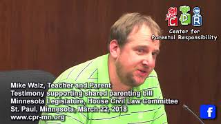 2018 MN Civil Law Hearing  Equal Shared Parenting Best for Kids  Mike Walz [upl. by Modesta]