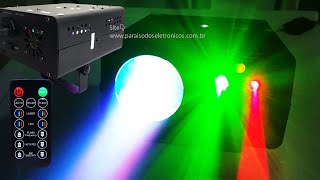 Canhão Holográfico Raio Laser globo bola mágica Led jogo de luz Iluminação para festa Modelo TB1318 [upl. by Lrak914]