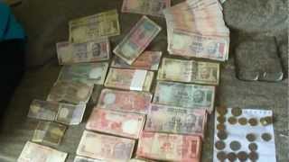 One Lakh 100000 Indian Rupees all denomination notes amp coins India 1st May 2012 [upl. by Donelle871]