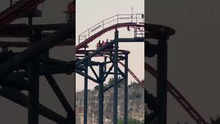 Unique view of Pandemonium at Six Flags Fiesta Texas  San Antonio Texas  Gerstlauer Spinner [upl. by Ardnwahsal155]